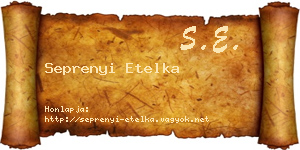 Seprenyi Etelka névjegykártya